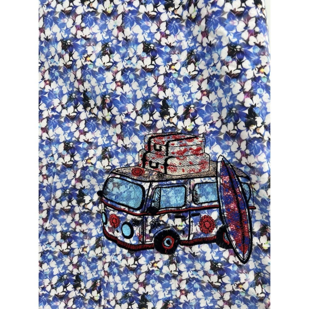 Robert Graham Mens Shirt VW Bus Large Floral Print Blue Car Polka Dot Flip Cuff - Picture 6 of 9